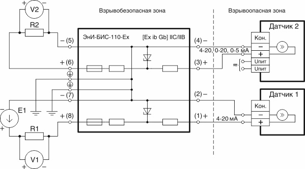Электрические подключения ЭнИ-БИС-110-Ех