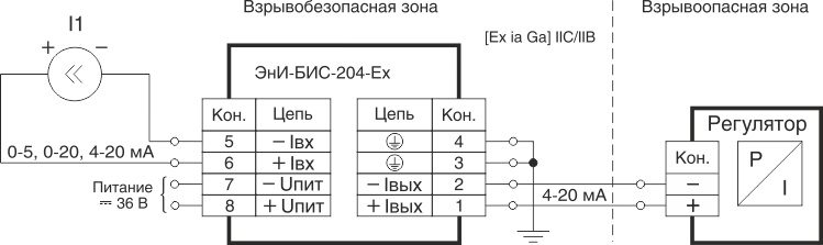 Электрические подключения ЭнИ-БИС-204-Ех